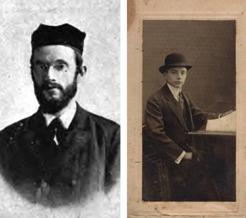 Marton Miksa, rabbi és fia Marton Ernő. Ernő 8 éves korában egyáltalán nem kelti egy ortodox zsidó fiú benyomását, a kor polgári ruháját viseli, és általános iskolába készül